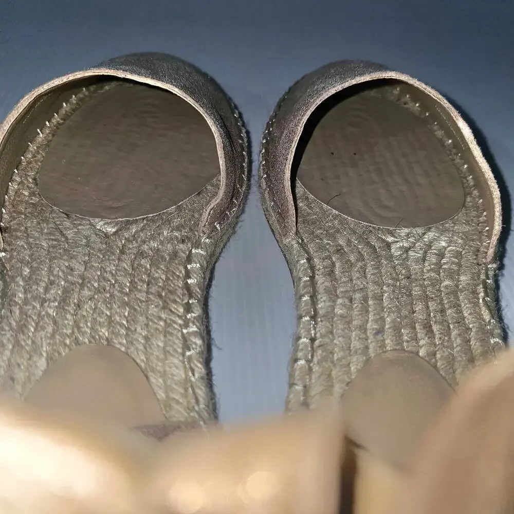 Eileen Fisher Lala Flat Espadrille Womens 9 Metallic Tan Leather Sandal